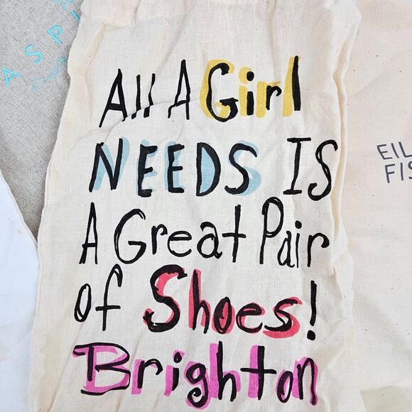 Lot 5 fabric dust cover bags embroidered floral Eileen Fisher  Aspiga Brighton - Picture 4 of 6